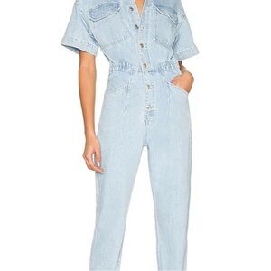 Free People XS Light Blue Denim Jumpsuit